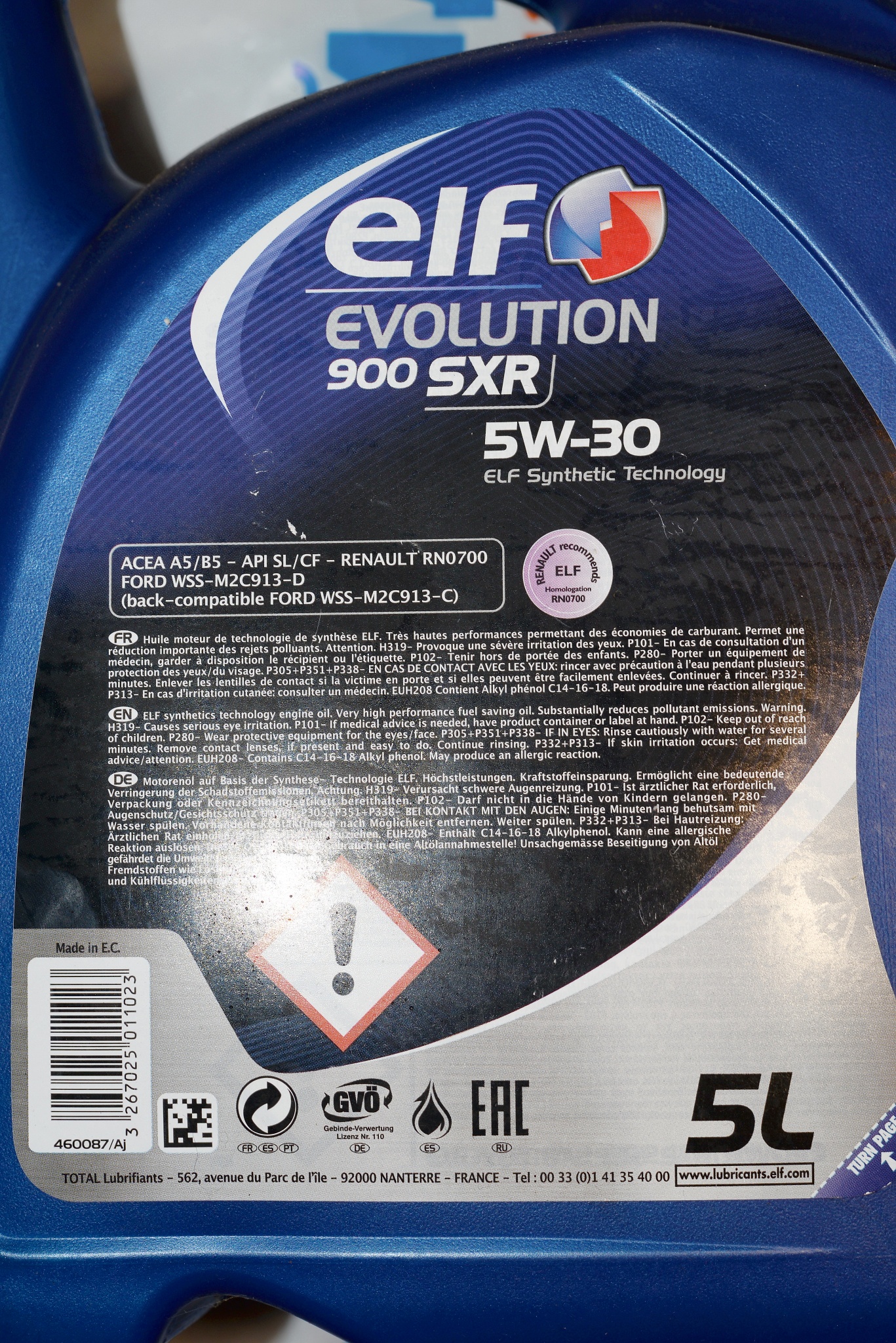 Обзор от покупателя на  масло ELF Evolution 900 SXR 5W-30 5 л .