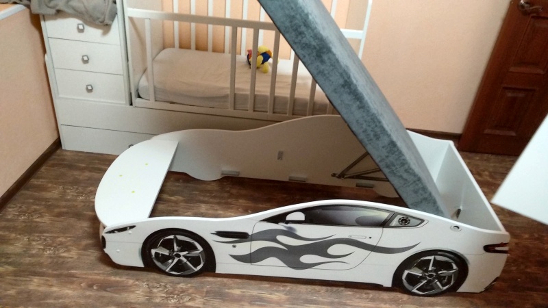 Обзор на Кровать-машина Бельмарко с матрасом Бондмобиль белый - изображение 1