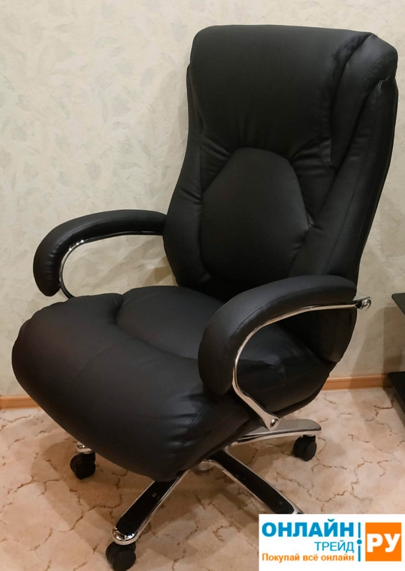 Обзор на Кресло руководителя MAX кожа/кож/зам, черный - изображение 1