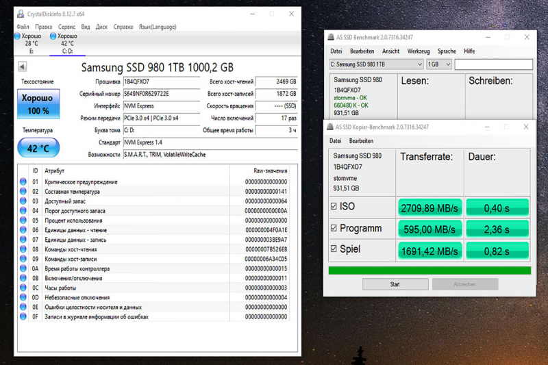 Тысяч 980. SSD m2 1tb сколько скорость чтения. Как проверить на сколько гигабайт флешка.