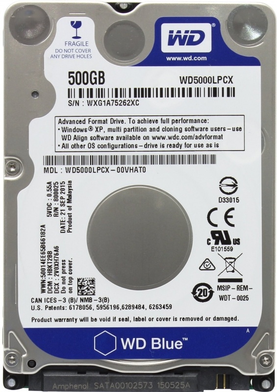 Жесткий диск 2.5 Western Digital WD Blue 500 ГБ, SATA III, 16 Mb, 5400 rpm (WD5000LPCX)- купить по выгодной цене в интернет-магазине ОНЛАЙН ТРЕЙД.РУ Санкт-Петербург