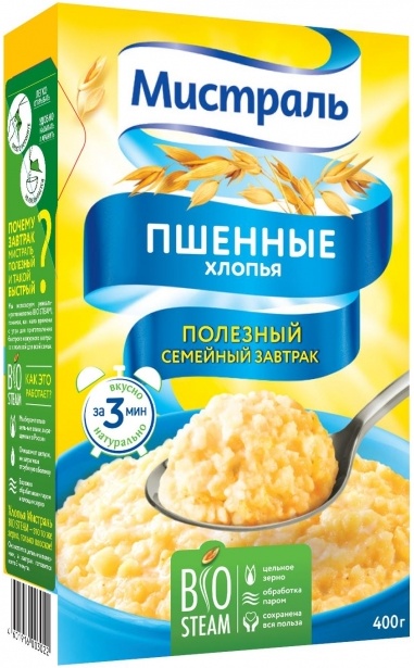 Хлопья мистраль пшенные 400г к/к (4601916006283)