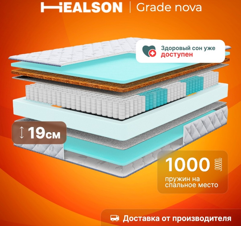 Матрас Healson Grade nova 80x200 10382_80_200 - низкая цена, доставка или самовывоз по Екатеринбургу. Матрас Healson Grade nova 80x200 купить в интернет магазине ОНЛАЙН ТРЕЙД.РУ
