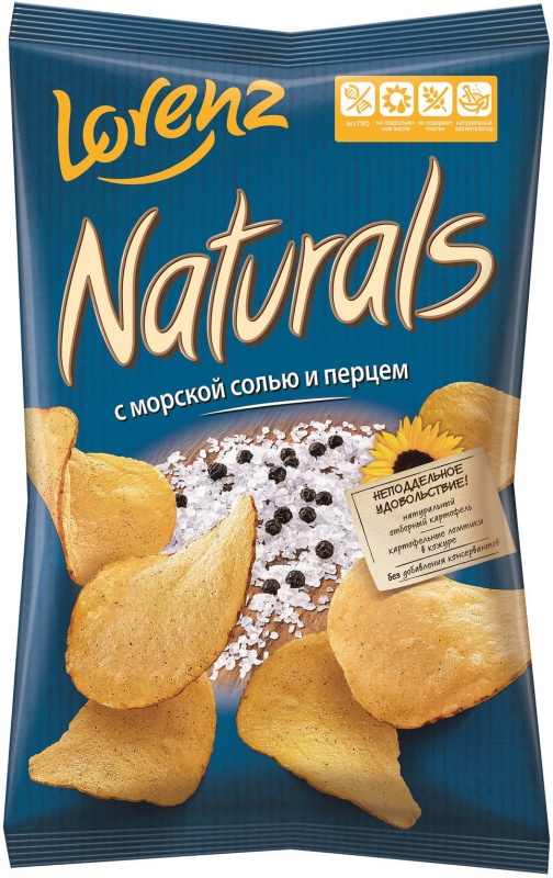Картофельные чипсы “Naturals” с морской солью и перцем 100 г — купить в ...