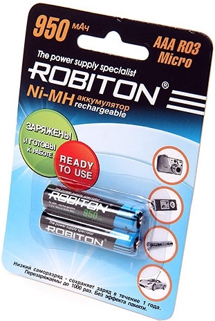 Аккумулятор Robiton LR03 AAA 950 mAh R2U (уп 2 шт) 4607075943308 — купить по низкой цене в интернет-магазине ОНЛАЙН ТРЕЙД.РУ