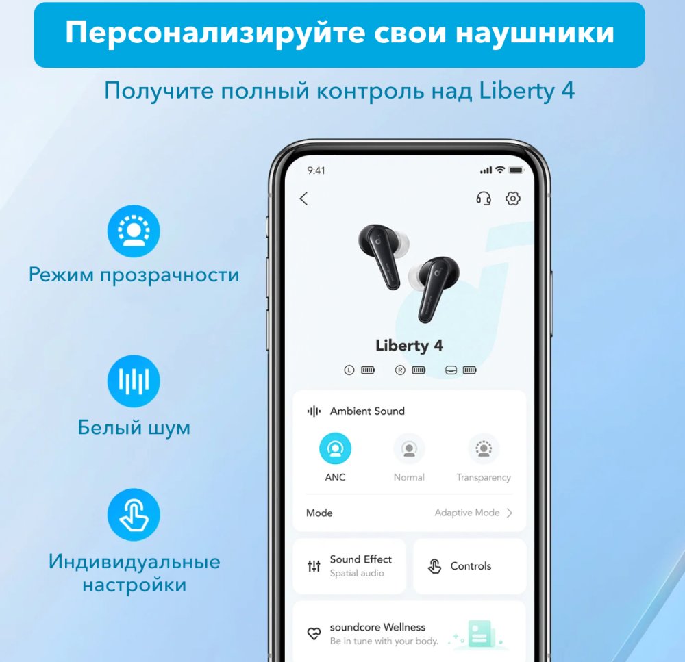 Беспроводные наушники ANKER Soundcore Liberty 4, черный