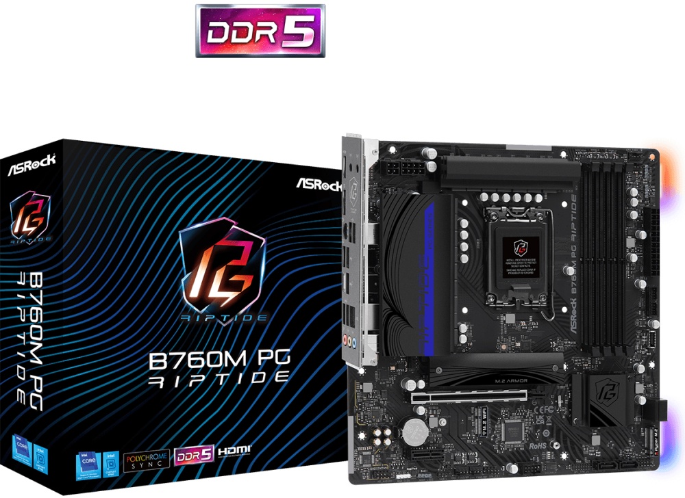 Материнская плата ASROCK B760M PG RIPTIDE (LGA1700, mATX)- купить по выгодной цене в интернет-магазине ОНЛАЙН ТРЕЙД.РУ Санкт-Петербург