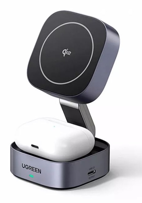 Беспроводное зарядное устройство UGREEN W702 (35316) 2-in-1 Magnetic Wireless Charger for Iphone&AirPods 15Вт Qi2, темно-серый UGREEN 35316 — купить по низкой цене в интернет-магазине ОНЛАЙН ТРЕЙД.РУ