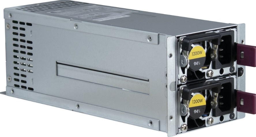 Серверный блок питания ASPower R2A-DV1200-N, 1200Вт, 80+ Gold, 40мм, 2U, серебристый