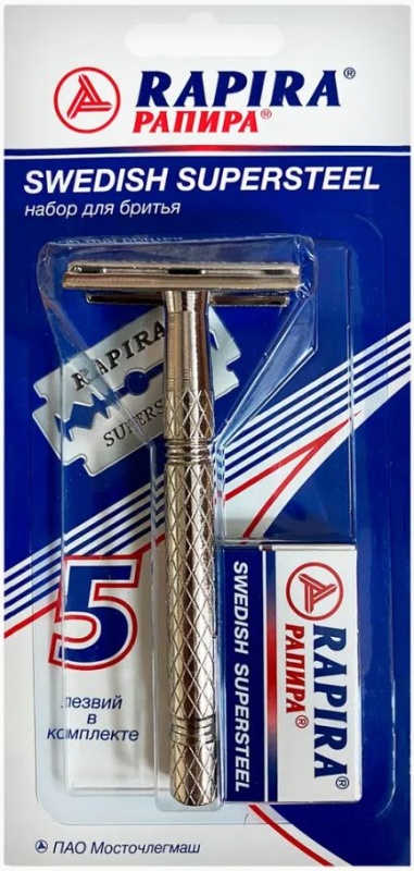 Бритвенный станок Rapira Swedish Supersteel, классический Т-образный ...