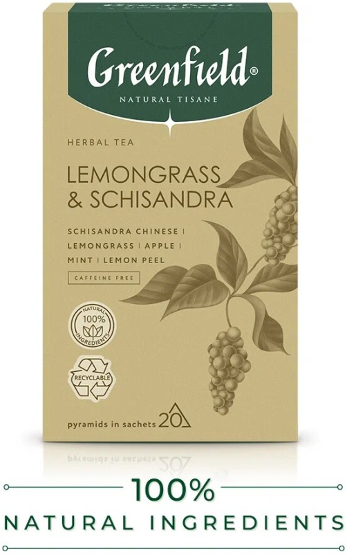 Чай GREENFIELD NATURAL TISANE Lemongrass & Schisandra, травяной ...
