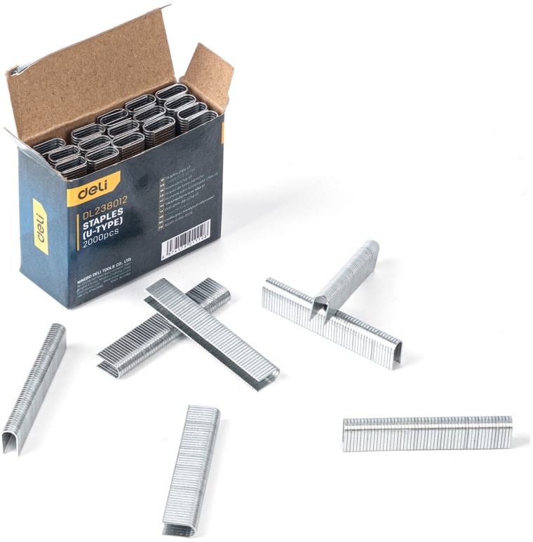 Набор скоб для степлера DELI TOOLS (Тип U) DL238012 (12 х 6,3 х 1,2мм * 2000 шт) Нержавеющая сталь. — купить по низкой цене в интернет-магазине ОНЛАЙН ТРЕЙД.РУ