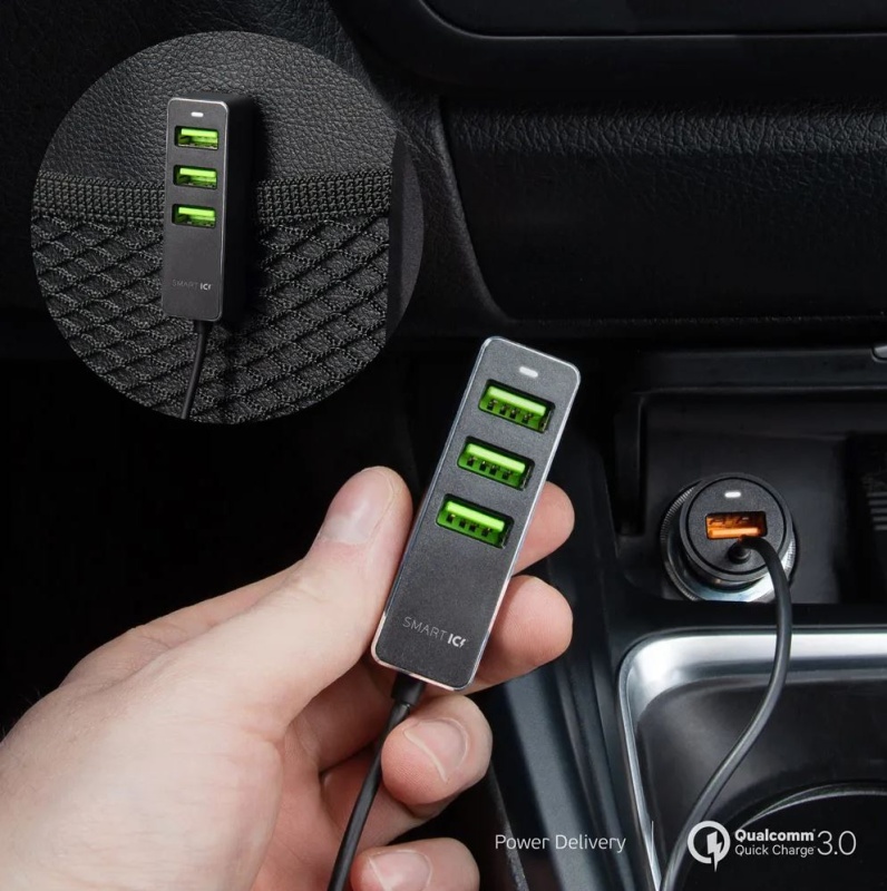 Автомобильное зарядное устройство Deppa 1 USB + 3 USB для пассажиров ...