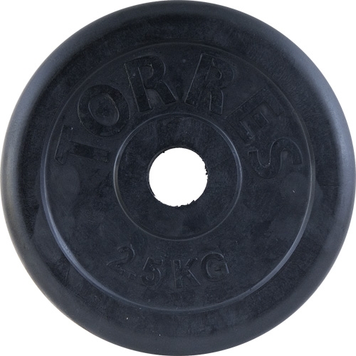 Диск обрезиненный TORRES 2,5 кг, PL50632, d.30мм, металл в резиновой оболочке, черный — купить в интернет-магазине ОНЛАЙН ТРЕЙД.РУ
