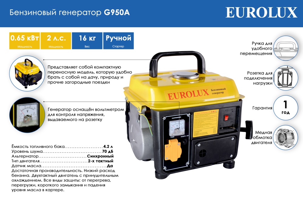 Генератор бензиновый eurolux g4000a