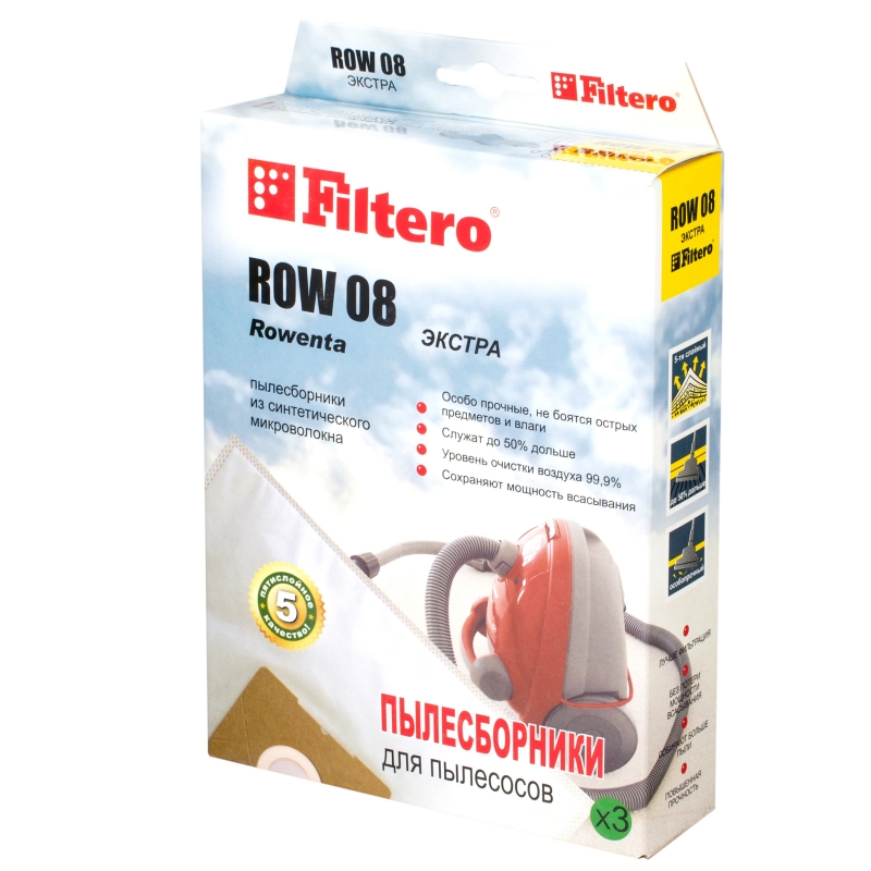 Пылесборник Filtero ЭКСТРА ROW 08 синтетические (3 шт.) для пылесосов Rowenta Filtero5461 - купить в интернет-магазине ОНЛАЙН ТРЕЙД.РУ в Владимире.