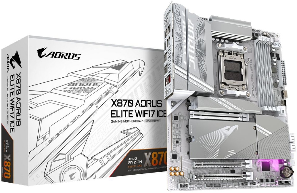 Материнская плата GIGABYTE X870 AORUS ELITE WIF7 ICE (AM5, ATX) — купить по низкой цене в интернет-магазине ОНЛАЙН ТРЕЙД.РУ