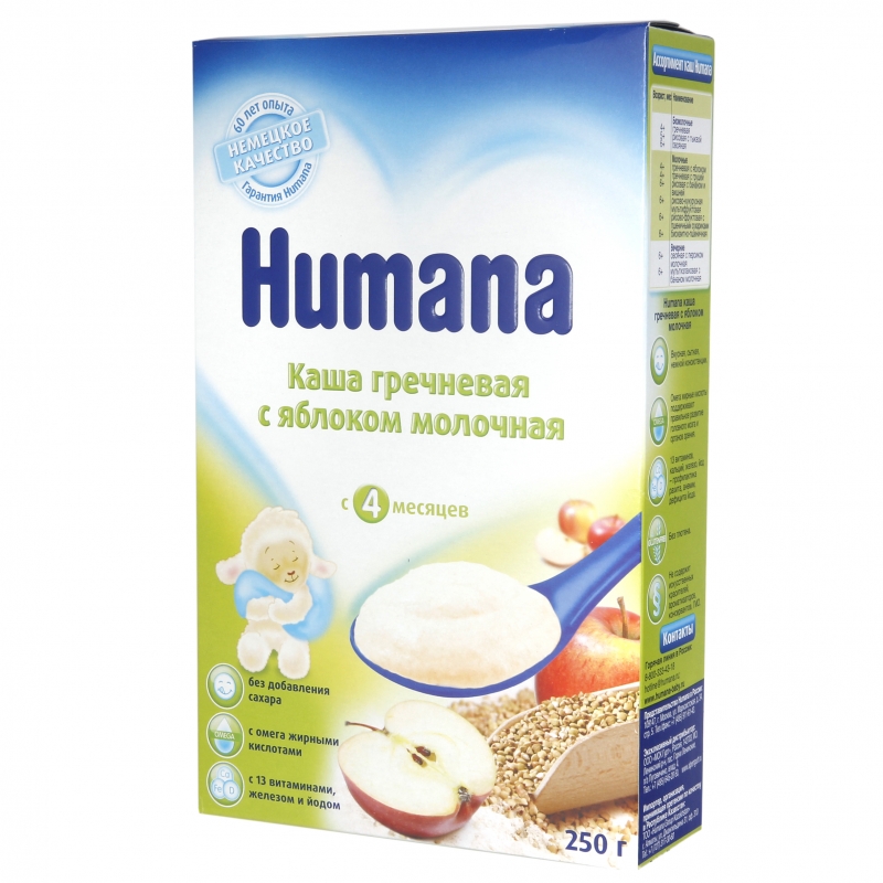 Humana гречневая молочная каша с яблоком