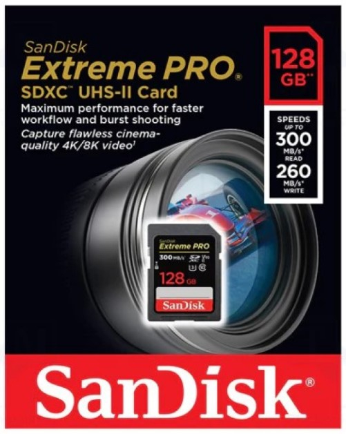 Карта памяти 128Gb SanDisk Extreme Pro SDXC UHS-II U3 (300/260 MB/s) - Изображение 1
