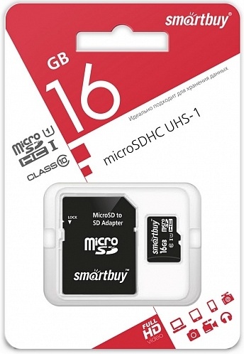 Карта памяти SmartBuy micro SDHC 16Gb Class 10 UHS-I + ADP SB16GBSDCL10-01 — купить в интернет-магазине ОНЛАЙН ТРЕЙД.РУ