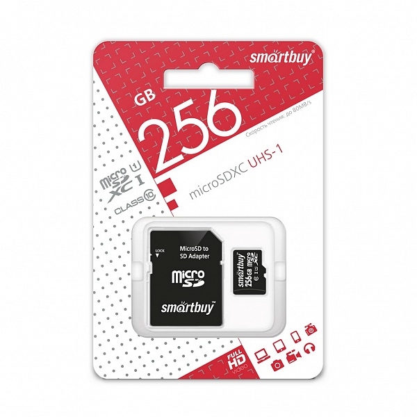 Купить карта памяти micro SDXC 256Gb SmartBuy Class 10 UHS-I + ADP SB256GBSDCL10-01 в интернет-магазине ОНЛАЙН ТРЕЙД.РУ