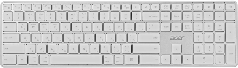 Клавиатура беспроводная ACER OKR301 белый/серебристый (ZL.KBDEE.015)- купить по выгодной цене в интернет-магазине ОНЛАЙН ТРЕЙД.РУ Санкт-Петербург - https://www.onlinetrade.ru/