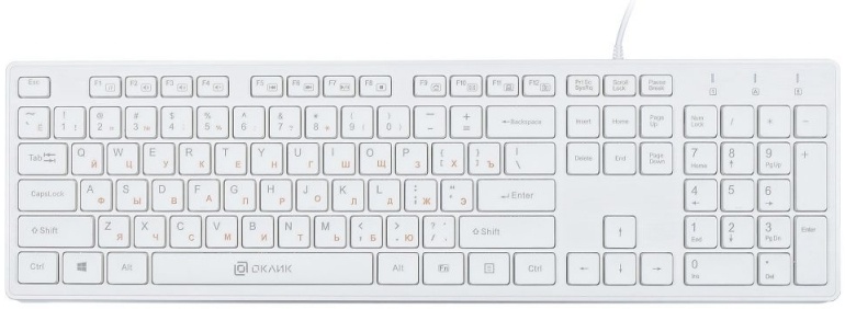 Клавиатура Oklick 500M белый USB slim (1061586) — купить в интернет-магазине ОНЛАЙН ТРЕЙД.РУ