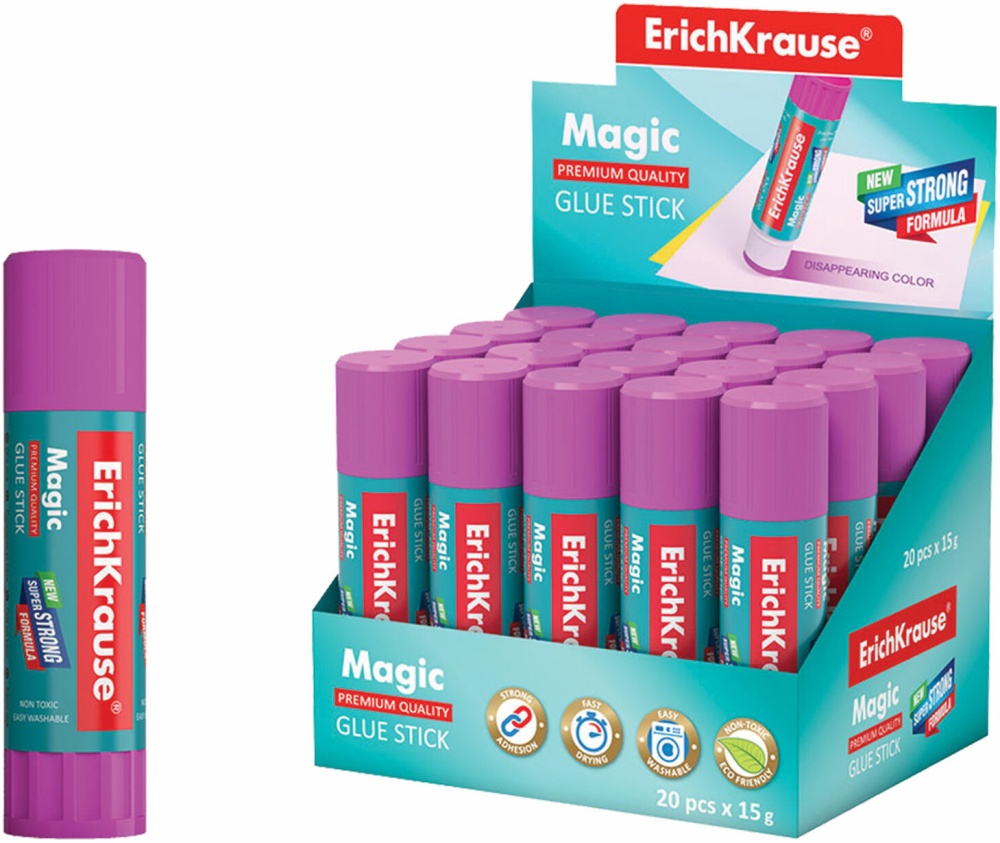 Клей-карандаш ERICH KRAUSE Magic, 15 г, обесцвечивающийся после высыхания, 4446 222287СН — купить по низкой цене в интернет-магазине ОНЛАЙН ТРЕЙД.РУ