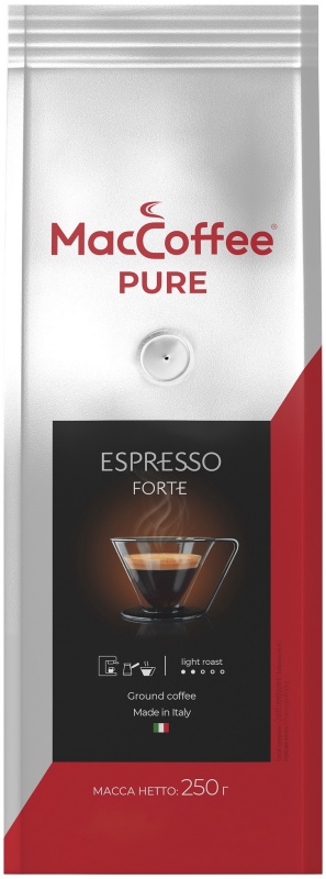 Кофе молотый MacCoffee PURE Espresso Forte 250 г 8887290146166 - низкая цена, доставка или самовывоз по Екатеринбургу. Кофе молотый MacCoffee PURE Espresso Forte 250 г купить в интернет магазине ОНЛАЙН ТРЕЙД.РУ