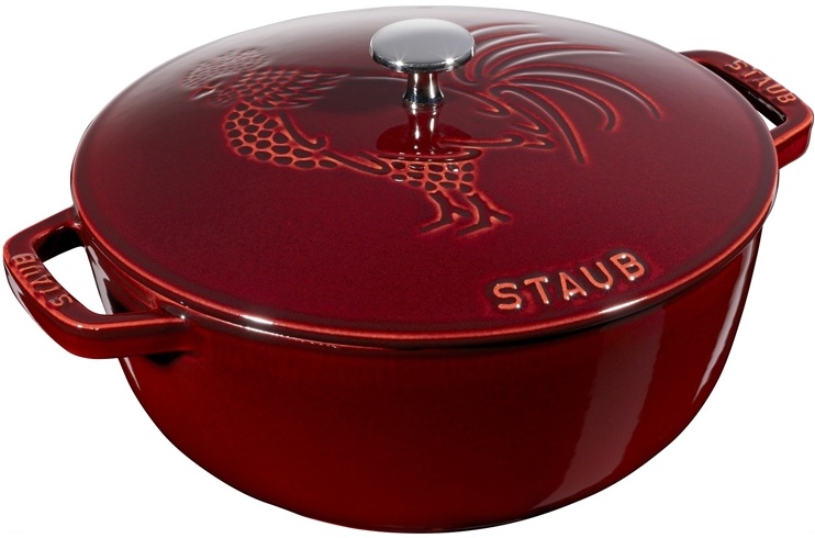 Кокот Петух Staub, гранатовый, 24 см, 3,6 л (11752487)- низкая цена, доставка или самовывоз по Челябинску. Кокот Петух Стауб, гранатовый, 24 см, 3,6 л (11752487) купить в интернет магазине ОНЛАЙН ТРЕЙД.РУ