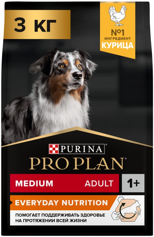 Корм сухой для собак средних пород Pro Plan Medium Adult Opti Balance с курицей 3 кг 78107 — купить по низкой цене в интернет-магазине ОНЛАЙН ТРЕЙД.РУ