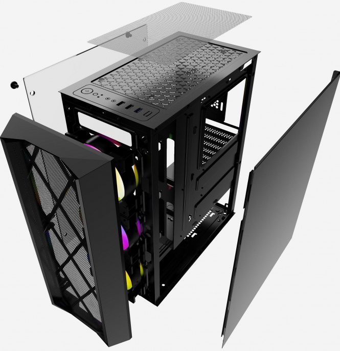 Корпус Powercase Rhombus X3 Mesh LED, черный (CMRMX-L3) — купить по ...
