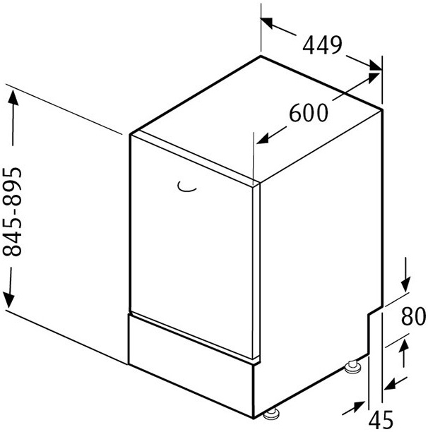 Посудомойка 45 см встраиваемая размеры для встраивания схема