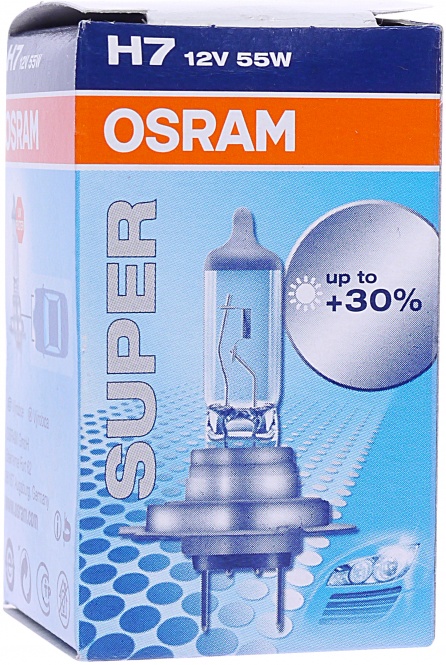 Купить лампа галогенная OSRAM H7 55W PX26d+30% Super 12V, 64210SUP