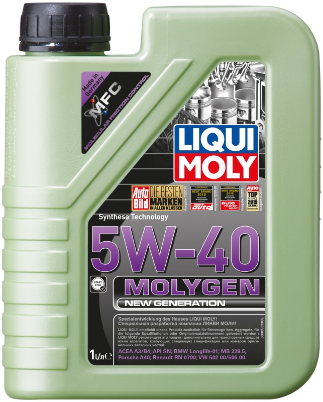 Моторное масло LIQUI MOLY Molygen New Generation 5W-40 НС-синтетическое 1 л 8576 LiquiMoly - низкая цена, доставка или самовывоз по Екатеринбургу. Моторное масло Ликви Моли Molygen New Generation 5W-40 НС-синтетическое 1 л купить в интернет магазине ОНЛАЙН ТРЕЙД.РУ