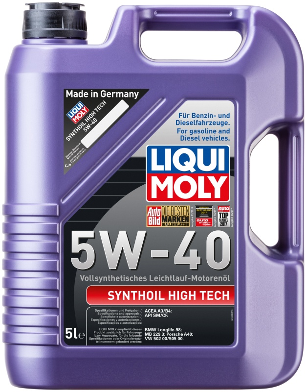 Моторное масло LIQUI MOLY Synthoil High Tech 5W-40 синтетическое 5 л 1856 LiquiMoly / 1925 LiquiMoly — купить по низкой цене в интернет-магазине ОНЛАЙН ТРЕЙД.РУ