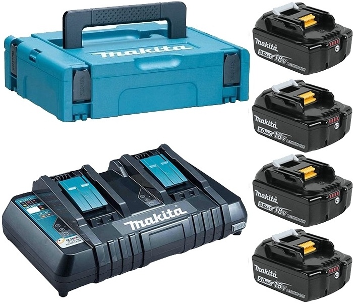 Аккумулятор + зарядное устройство Makita DC18RD-1шт. + BL1850B-4шт., 18V, Li-Ion, 5Ah, MakPac LXT 198312-4 - низкая цена, доставка или самовывоз в Перми. Аккумулятор + зарядное устройство Макита DC18RD-1шт. + BL1850B-4шт., 18V, Li-Ion, 5Ah, MakPac LXT купить в интернет-магазине ОНЛАЙН ТРЕЙД.РУ.