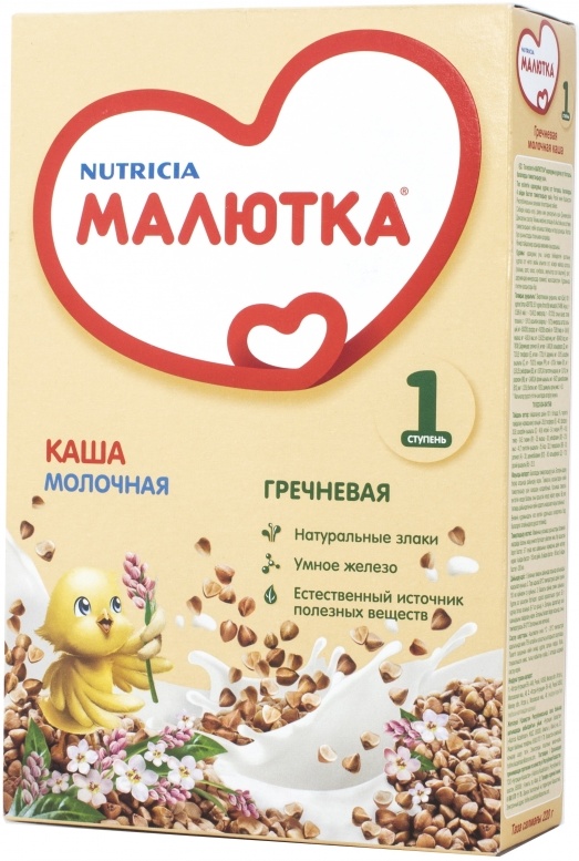 Каша малютка молочная 220г гречка с 4 мес, нутриция (4600209007730)