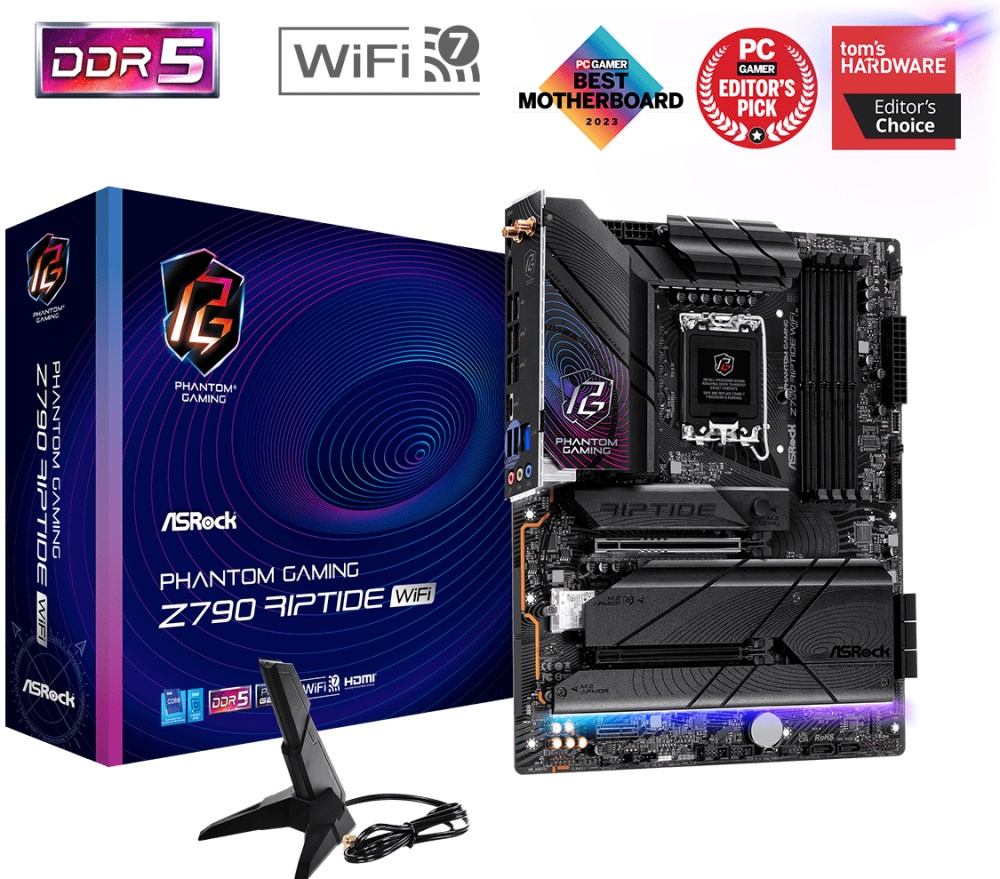 Материнская плата ASROCK Z790 RIPTIDE WIFI (LGA1700, ATX) — купить по низкой цене в интернет-магазине ОНЛАЙН ТРЕЙД.РУ