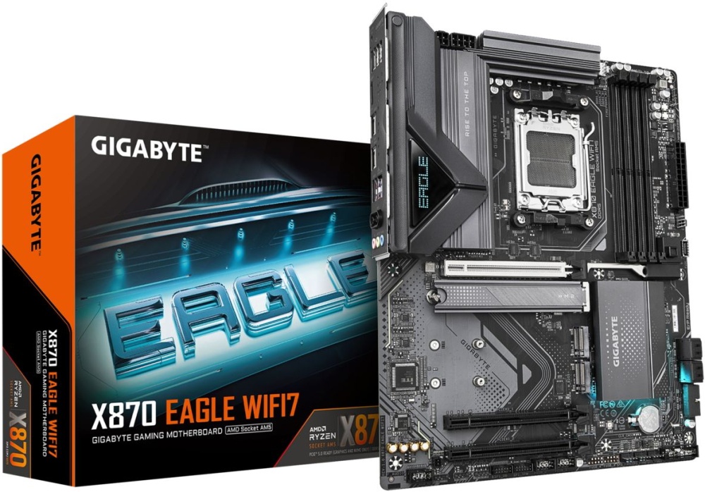 Материнская плата GIGABYTE X870 EAGLE WIFI7 (AM5, ATX)- низкая цена, доставка или самовывоз по Твери. Материнская плата Гигабайт X870 EAGLE WIFI7 (AM5, ATX) купить в интернет магазине ОНЛАЙН ТРЕЙД.РУ.