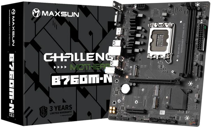 Материнская плата MAXSUN CHALLENGER B760M-N D5 (LGA1700, MATX) MS-Challenger B760M-N D5 - низкая цена, доставка или самовывоз по Твери. Материнская плата Макксун CHALLENGER B760M-N D5 (LGA1700, MATX) купить в интернет магазине ОНЛАЙН ТРЕЙД.РУ.