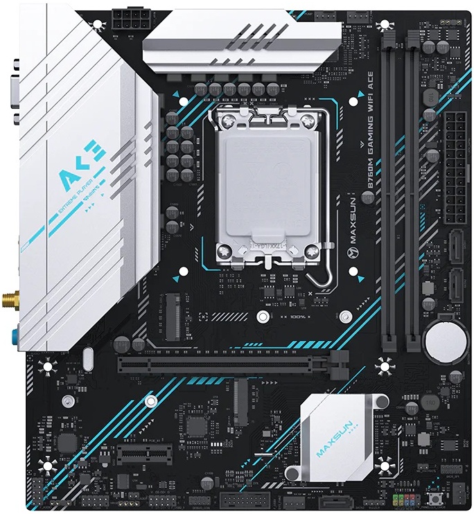 Материнская плата MAXSUN MS-B760M GAMING WIFI ACE (LGA1700, mATX)- низкая цена, доставка или самовывоз в Ростове-на-Дону. Материнская плата Макксун MS-B760M GAMING WIFI ACE (LGA1700, mATX) купить в интернет магазине ОНЛАЙН ТРЕЙД.РУ.