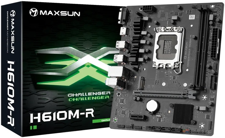 Материнская плата MAXSUN MS-Challenger H610M-R (LGA1700, mATX)- низкая цена, доставка или самовывоз по Краснодару. Материнская плата Макксун MS-Challenger H610M-R (LGA1700, mATX) купить в интернет магазине ОНЛАЙН ТРЕЙД.РУ