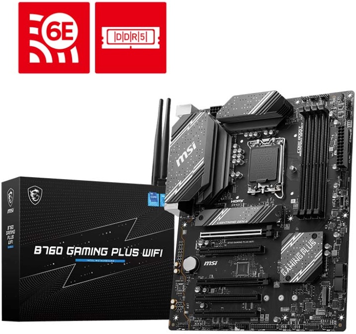 Материнская плата MSI B760 GAMING PLUS WIFI (LGA1700, ATX)- низкая цена, доставка или самовывоз по Челябинску. Материнская плата ЭмСиАй B760 GAMING PLUS WIFI (LGA1700, ATX) купить в интернет магазине ОНЛАЙН ТРЕЙД.РУ