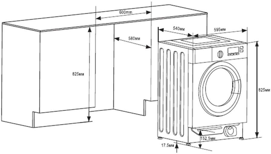 Встраиваемая стиральная машина размеры для встраивания под столешницу