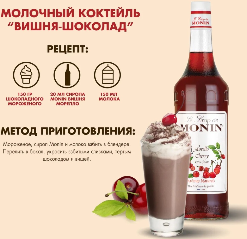 Сироп Monin Вишня Морелло, стекло, 1л 05034613 — купить по низкой цене в  интернет-магазине ОНЛАЙН ТРЕЙД.РУ