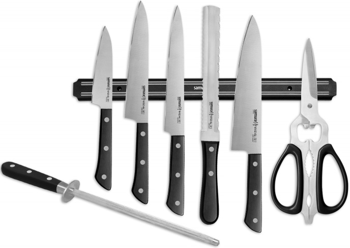 Набор кухонных ножей на магнитном держателе Super Set Samura HARAKIRI, 8 предметов (SHR-0280B/K)- купить по низкой цене в интернет-магазине ОНЛАЙН ТРЕЙД.РУ Казани