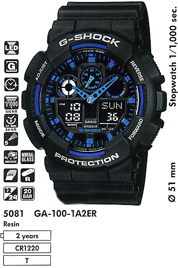 Наручные часы CASIO GA-100-1A2 — купить в интернет-магазине ОНЛАЙН ТРЕЙД.РУ
