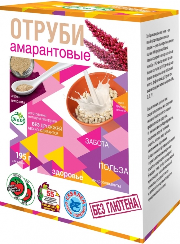 Отруби ди энд ди амарантовые безглютеновые 250г 1/30 (4650061330231)