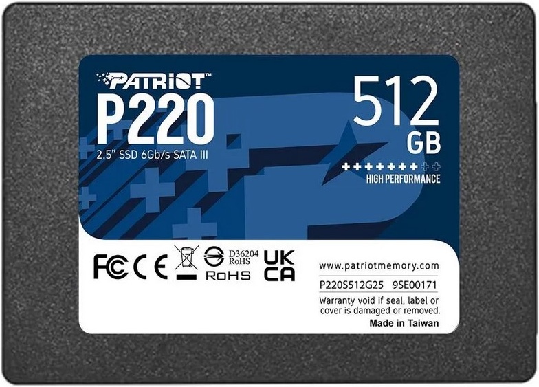 PATRIOT MEMORY Накопитель SSD 2.5 PATRIOT 512GB P220 SATA-III (P220S512G25) — купить в интернет-магазине ОНЛАЙН ТРЕЙД.РУ